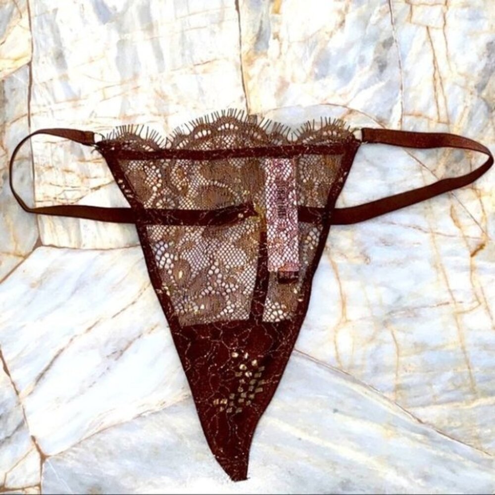 XS New VERY SEXY Panty Underwear Thong V-String Lace Mesh shimmer shine XSmall‎